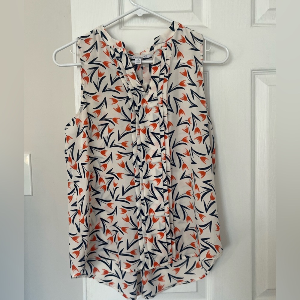 Orange and blue blouse
